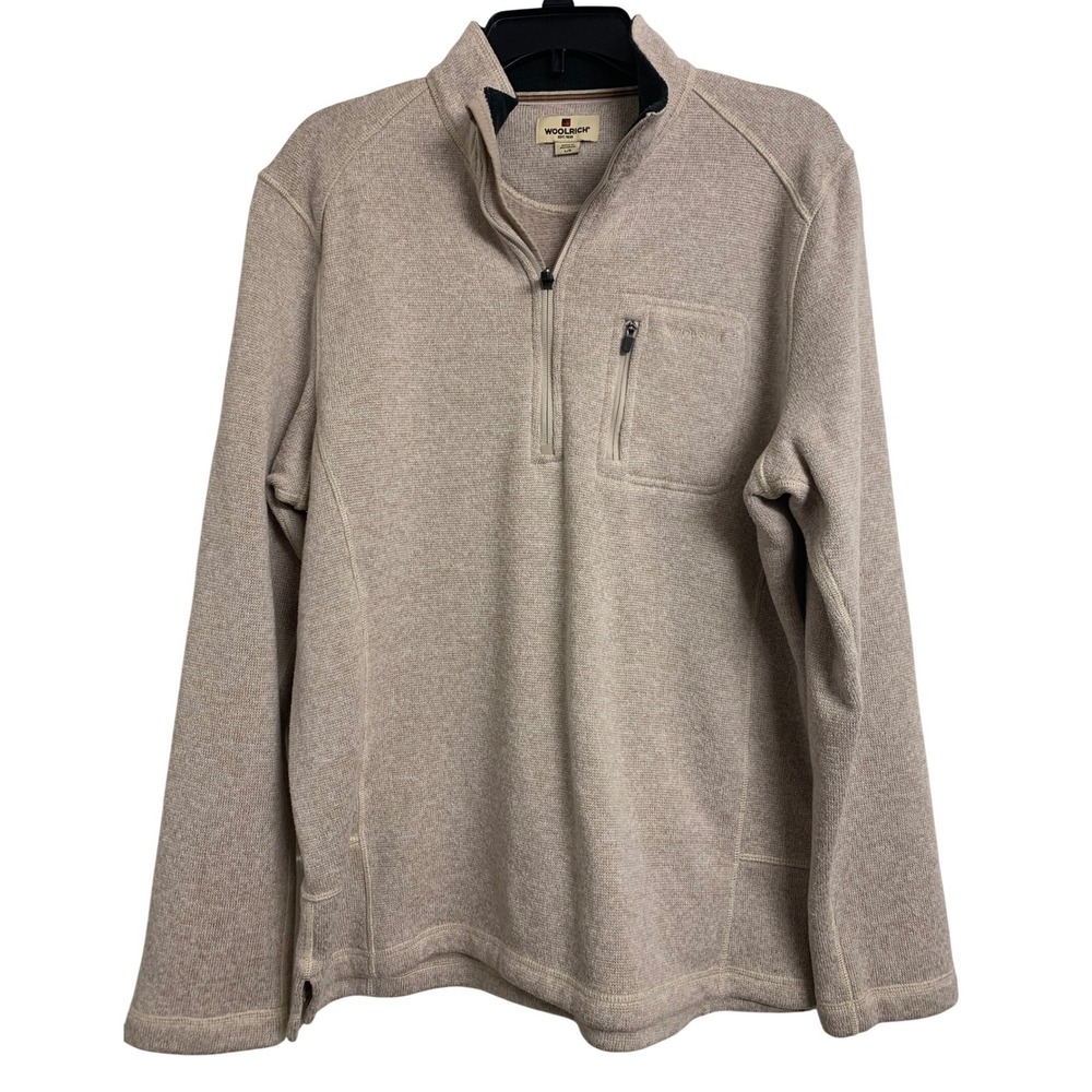 Woolrich Tan Heathered Quarter Zip Knit Pullover Sweater Large